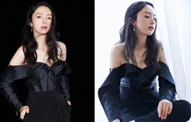 董璇深V一字肩紧身上衣大秀丰满上围,无名指戒指抢镜!