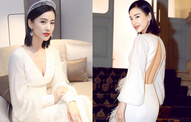 黄圣依穿深V露背性感白裙,端庄大方尽显魅力!