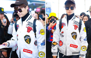 李宇春戴帽子墨镜现身气场足,白色贴布飞行员夹克超抢眼!