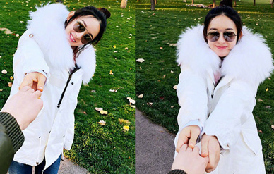 赵丽颖晒老公视角美照甜笑与冯绍峰手拉手，深夜狗粮！