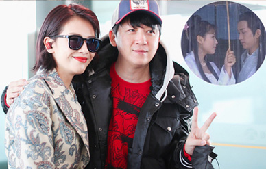 刘涛潘粤明巧坐同一班飞机开心合影,许仙白娘子合体!